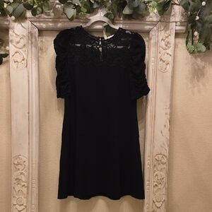 Rebecca Taylor Black Lace Long Sleeve Dress